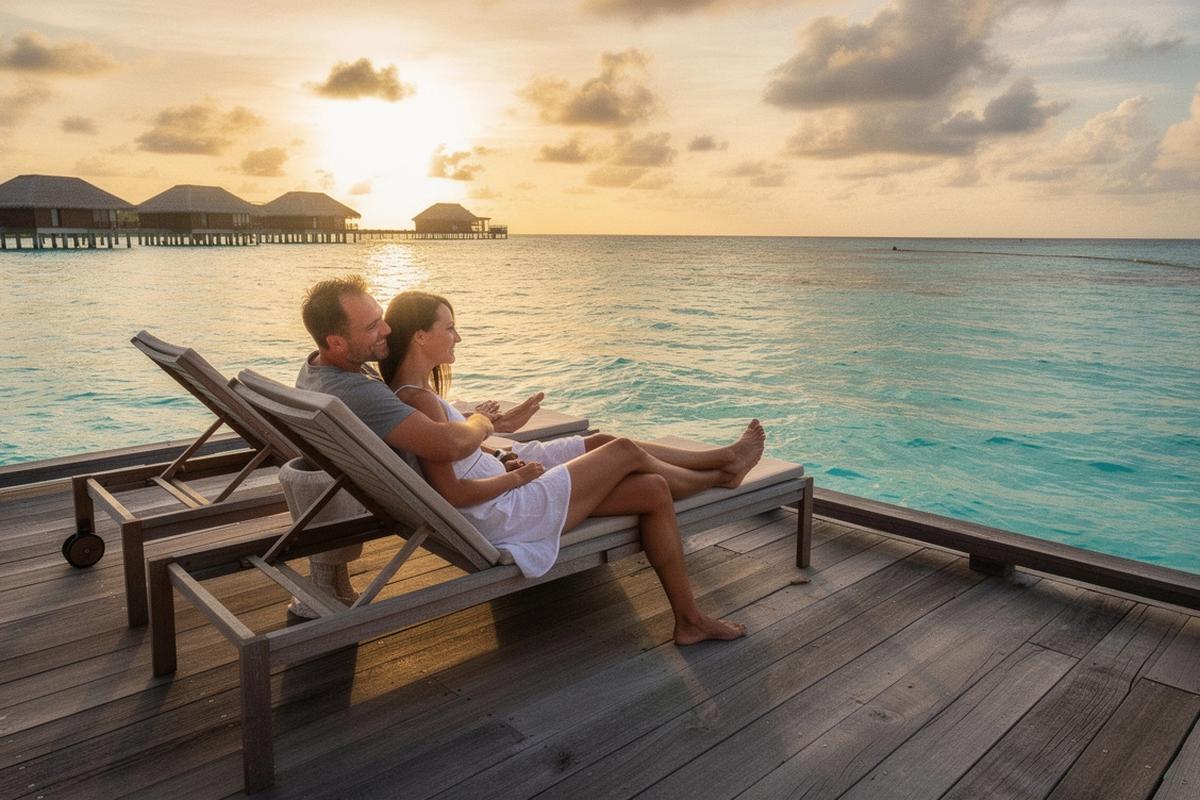 Overwater villa deck at North Male Atoll, Maldives