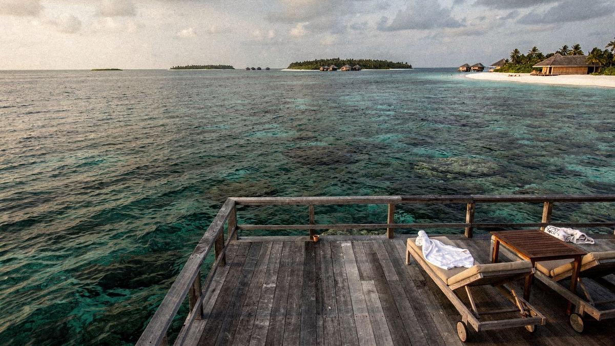 Overwater villa deck at North Male Atoll, Maldives